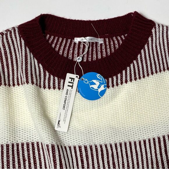 NWT Cupshe Striped Burgundy & White Knit Sweater Tunic / Dress Women's Size M - Picture 9 of 16